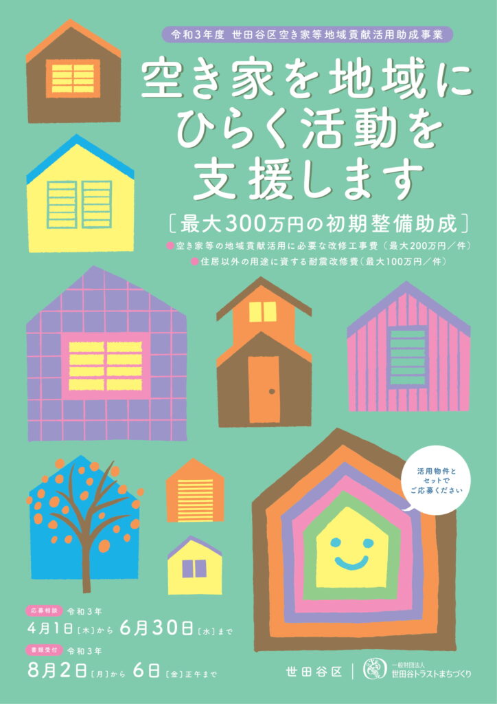 令和3年度 世田谷区空き家等地域貢献活用助成事業企画募集ちらしの画像